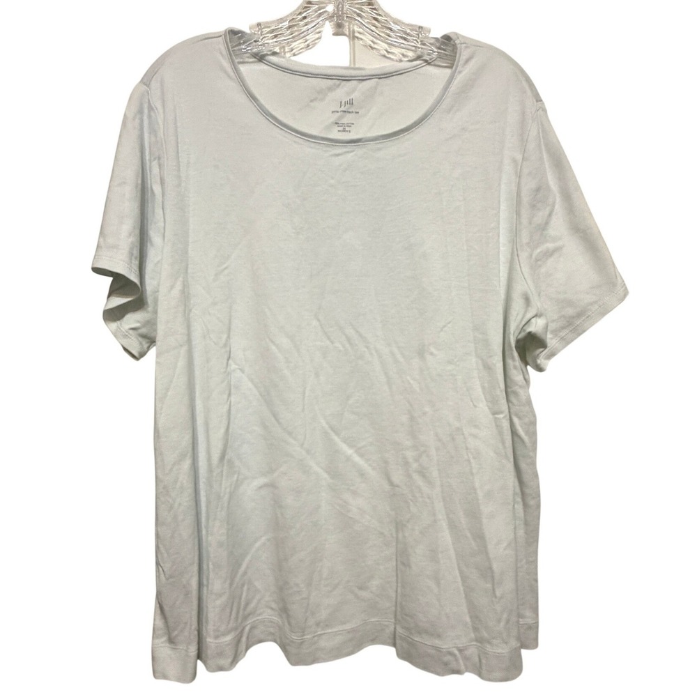 J. Jill Pima Crew-Neck Tee White Short Sleeve 100% Cotton Top 2X